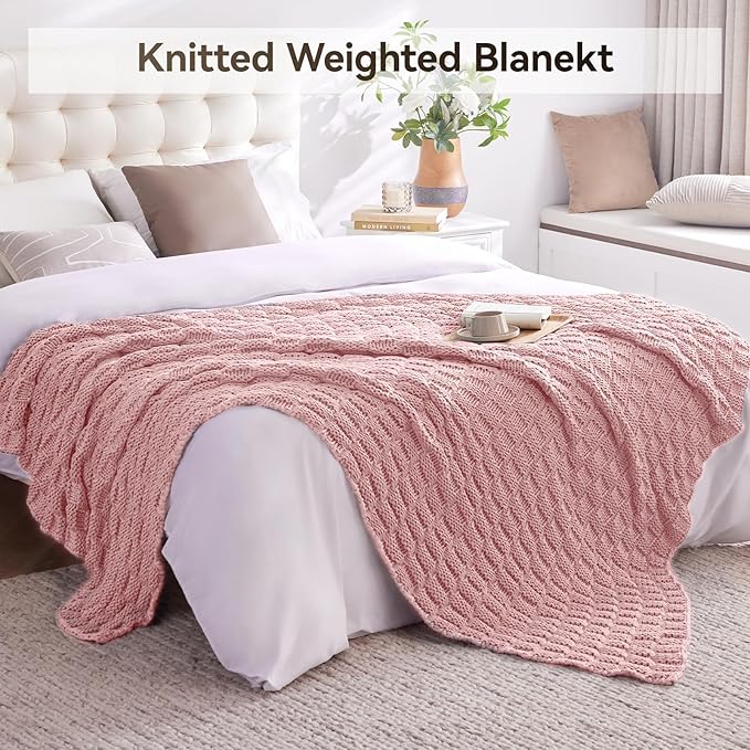 Knitted Weighted Blanket Adults, No Beads Heavy Blanket 36” x 48'' 5lbs - Image 6