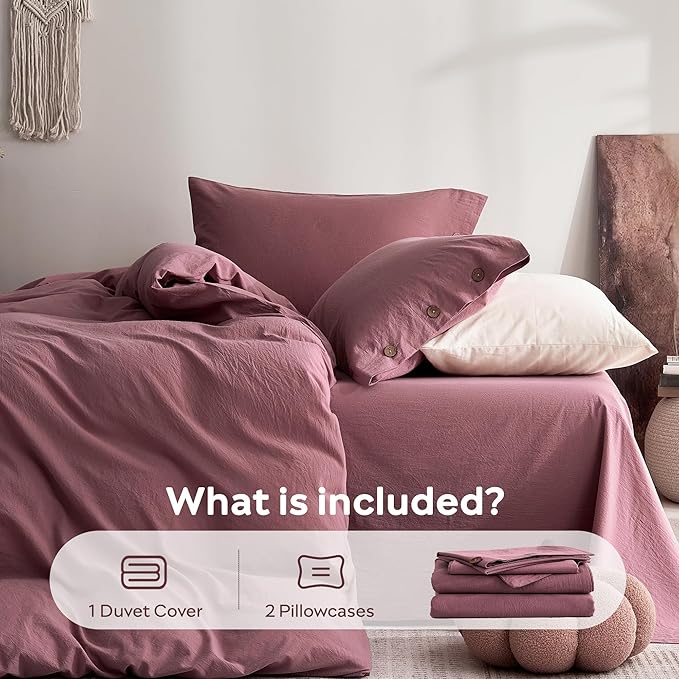 JELLYMONI 100% Washed Cotton Duvet Cover Full – Soft, Breathable Linen-Look - Image 7