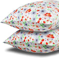 MANSPHIL Red White Cute Flowers Silk Pillowcase Standard Size, 22 Momme 100% by MANSPHIL