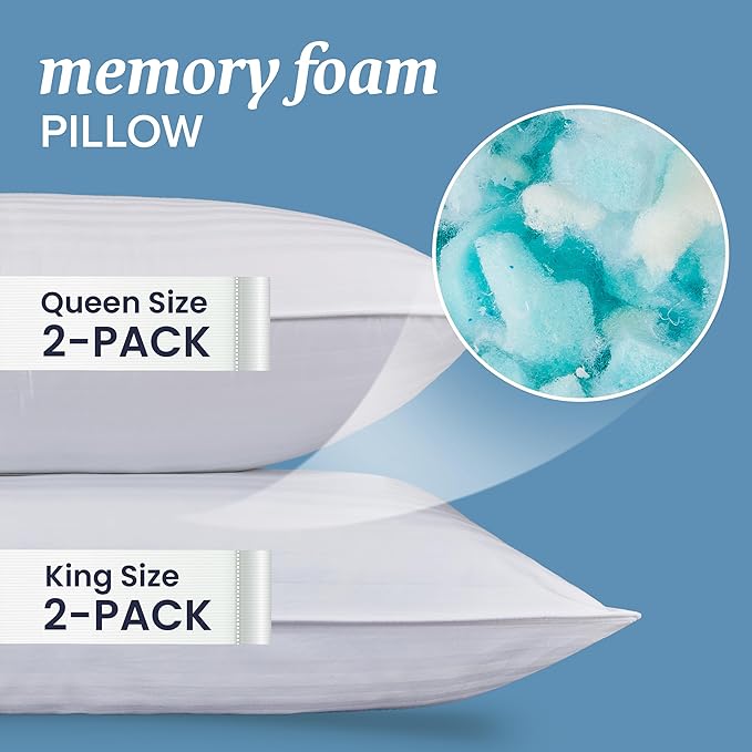 Beckham Hotel Collection Shredded Memory Foam Pillow 2-Pack Queen | Adjustable - Image 3