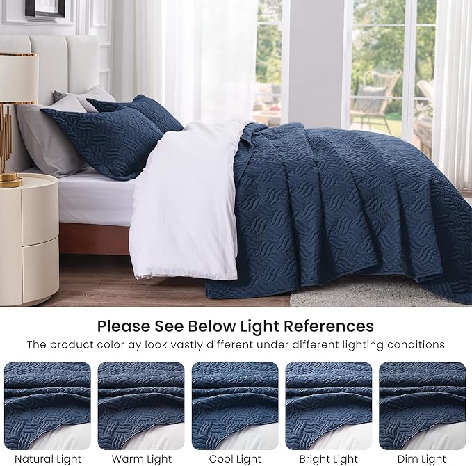 Love's cabin Quilts for Queen Bed Navy Blue Bedspreads - Image 5