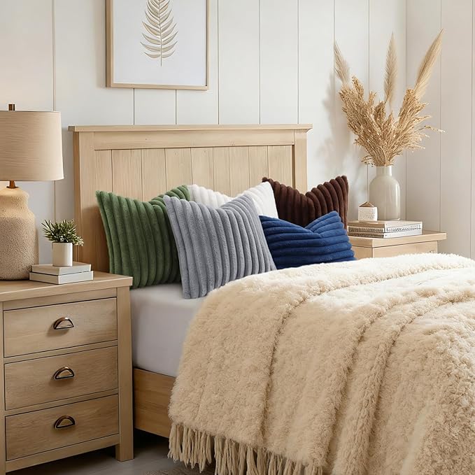 decorUhome Cozy Faux Fur Throw Pillow Covers 12x20 Set of 2 Decorative Soft - Image 4