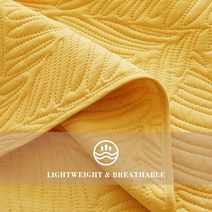 Exclusivo Mezcla Queen Quilt Bedding Set, Lightweight Yellow Quilts Queen Full - Image 5