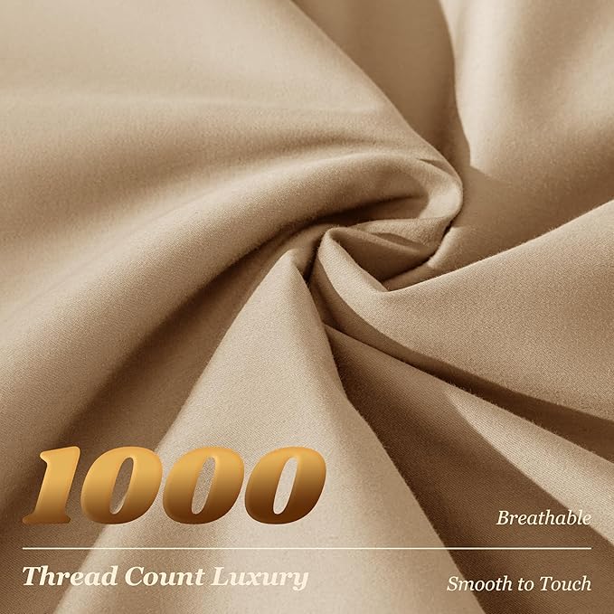 LBRO2M 100% Cotton Sheets Set Deep Pocket 19", 1000 Thread Count King Size 4 - Image 4