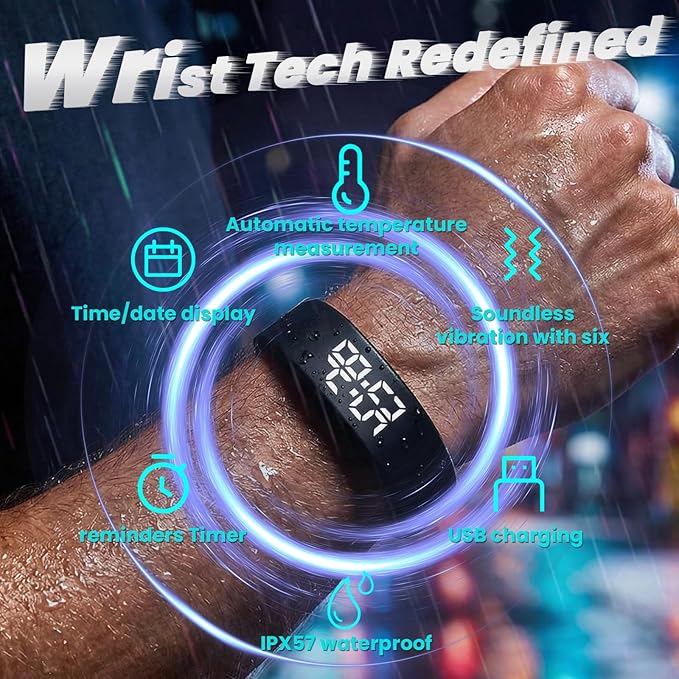 Vibrating Alarm Wristband Heavy Sleepers Adults Wrist Band Shock Clock Watch - Image 2