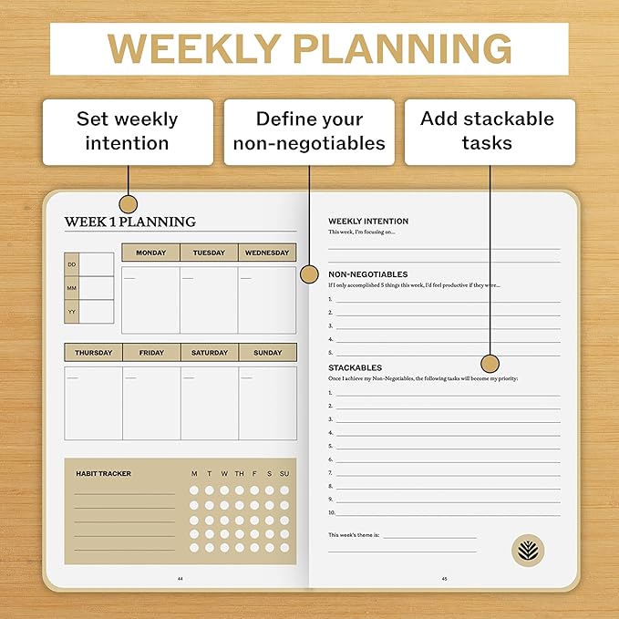 Undated Daily Planner | 90 Day Daily & Weekly Productivity Journal - Image 6