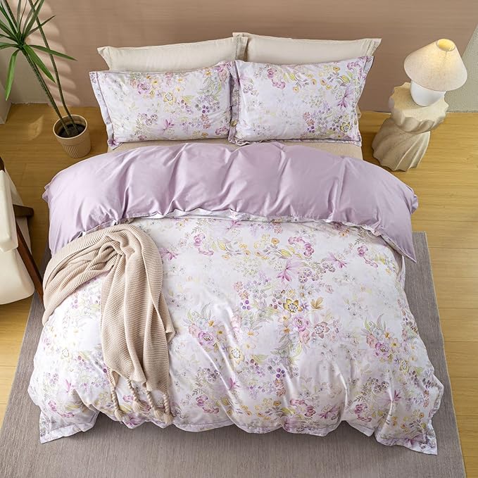 OAITE Duvet Cover Set Twin Size Floral Pattern Ultra Soft 100% Cotton Duvet - Image 4