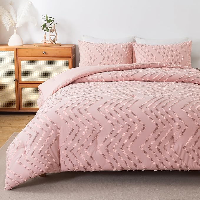 Andency Pink Comforter Set Queen, Boho Cute Girls Women Soft Fluffy Warm - Image 4