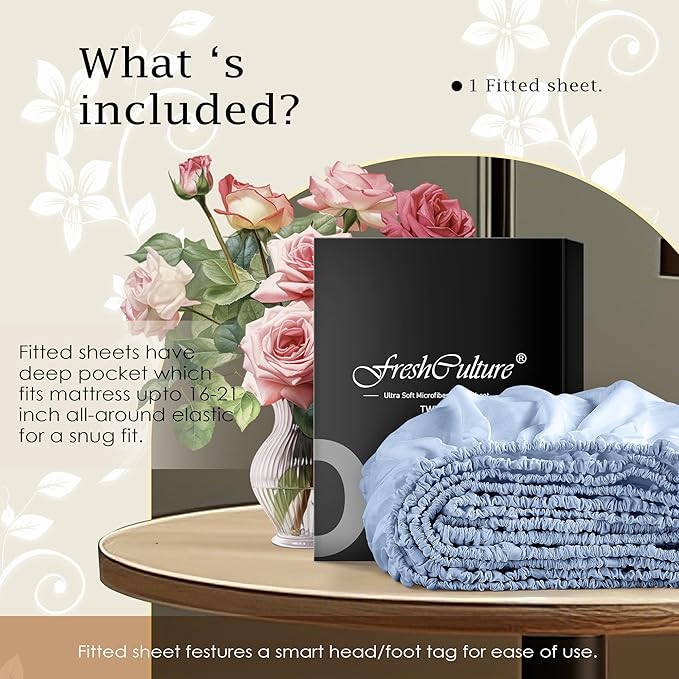 FreshCulture Full Fitted Sheet Only – Premium Hotel-Quality Fitted Sheet - Image 5