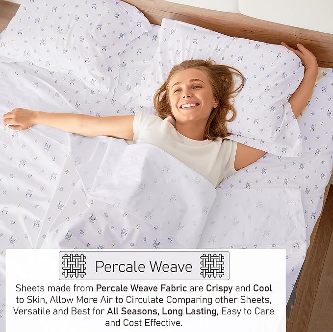 RUVANTI 100% Cotton Sheets – Queen Size Percale Bedding, Cooling & Breathable - Image 3