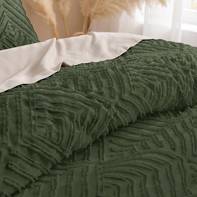 Andency Dark Olive Green Comforter Set Queen Size, Lightweight Fluffy Boho Men - Image 5