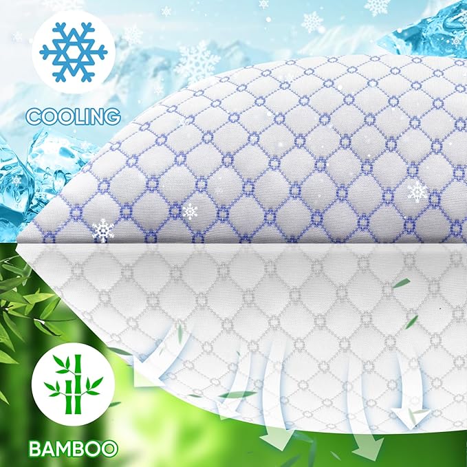 OAISZ Cooling Pillow King Size Set of 2, Shredded Memory Foam Bed Pillows - Image 2