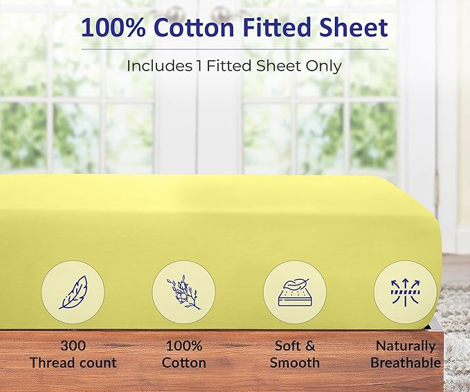 ROYALE LINENS 300 Thread Count 100% Long Staple Combed Cotton Fitted Sheet Queen - Image 4