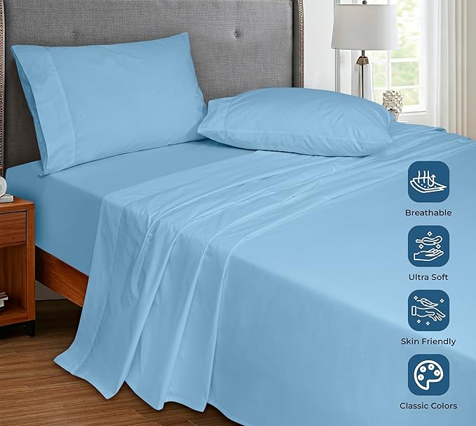 Royale Linens 100% Organic Cotton California King Flat Sheet Only - Image 4