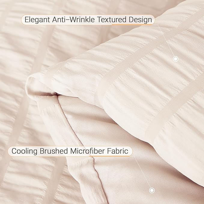 MUXHOMO 5 Pieces Twin Comforter Set, Seersucker Bed in a Bag Twin Size - Image 6