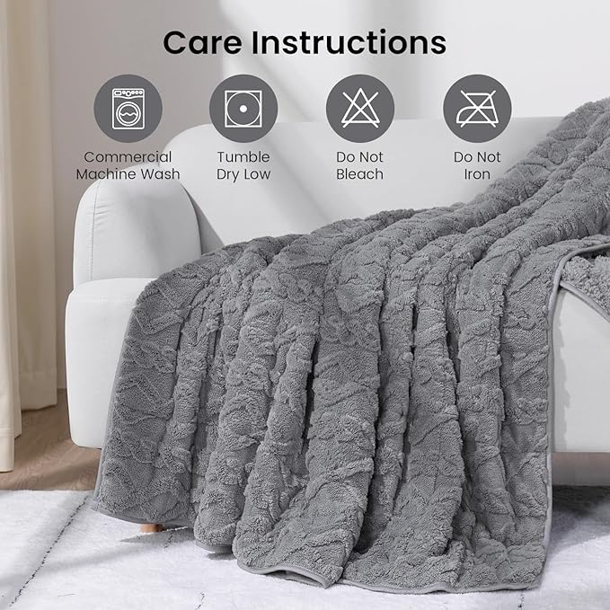 Drewin Weighted Blanket 20lbs, Dual Sided Fluffy Fuzzy Sherpa Queen Size - Image 7
