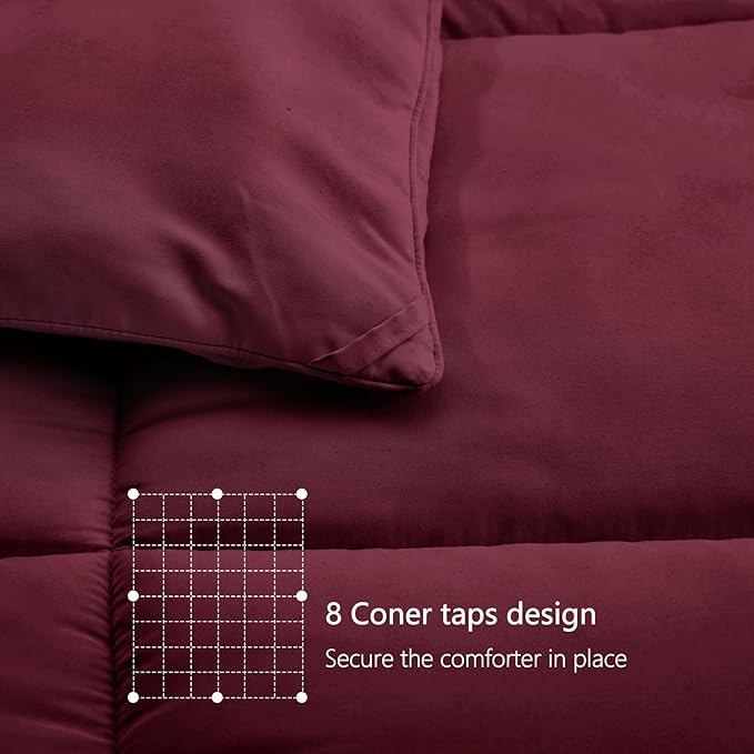 TEXARTIST Premium 2100 Series Queen Comforter All Season Breathable Burgundy - Image 5