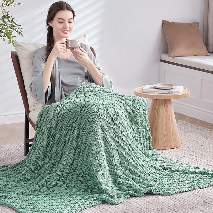 Knitted Weighted Blanket for Adult, No Beads Heavy Blanket 60” x 80'' 20lbs - Image 7