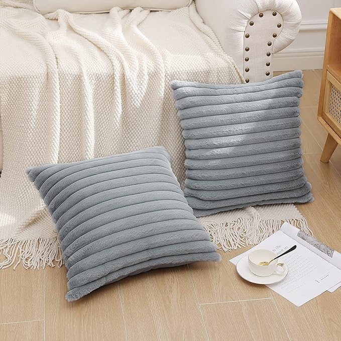 Pallene Faux Fur Plush Throw Pillow Covers 20x20 Set of 2, Luxury Soft Fluffy - Image 6