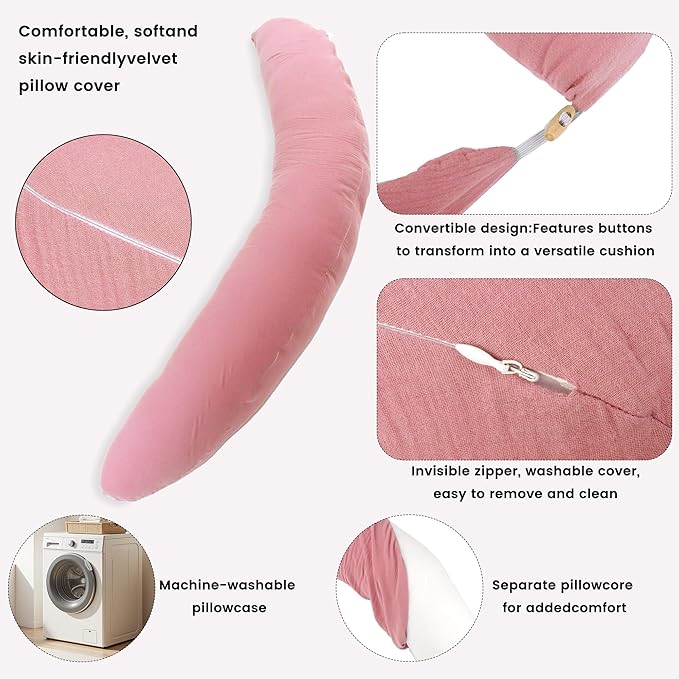 Pregnancy Pillow for Side Sleeping, 74 Inch C Shaped Long Body Pillow, Sleep - Image 4