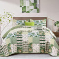 Anibedding Patchwork Quilt Set Queen Size Sage Green Floral Bedspread Coverlet by Anibedding