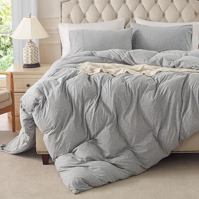 PURE ERA Jersey Knit Duvet Cover Set 100% T-Shirt Cotton Super Soft Comfy 2pc - Image 2