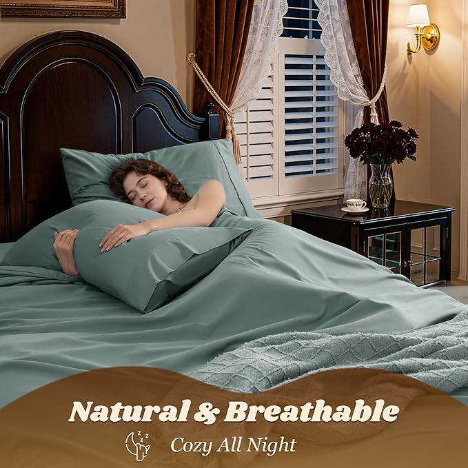 LBRO2M 1000 Thread Count 100% Egyptian Cotton Sheets Set King, 4 Piece Sets Bed - Image 5