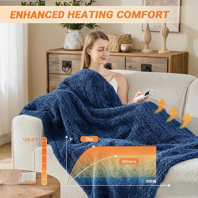 Heated Blanket Heated Twin, Electric Blanket 62"x84" Heating Blanket - Image 2