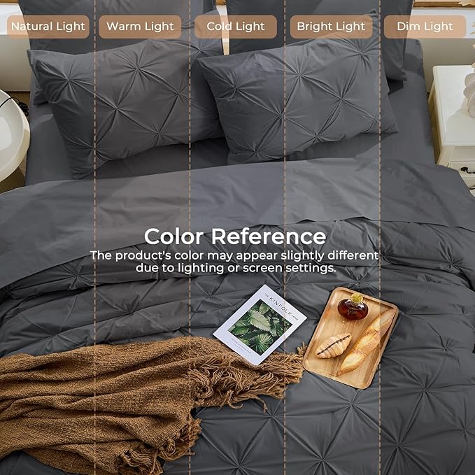 Sasttie California King Comforter Set, 7-Piece Bed in a Bag, Pintuck Bedding - Image 8