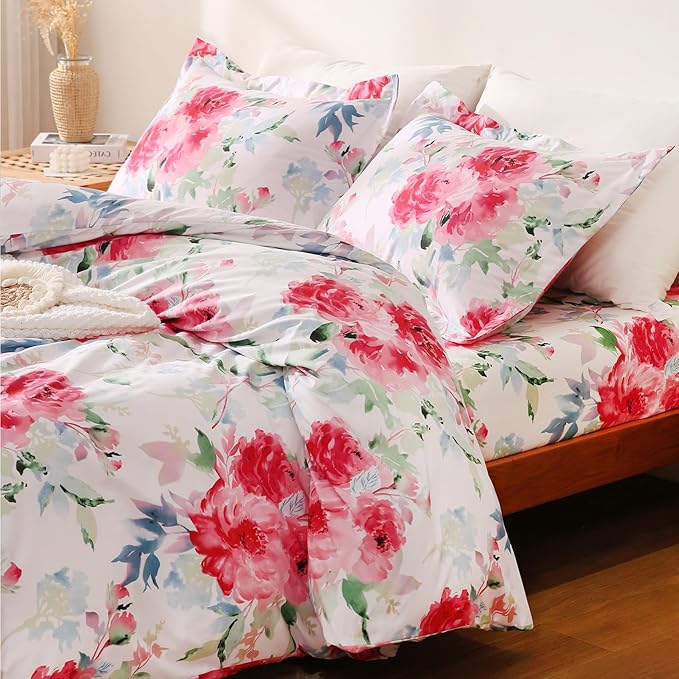 JSD Rose Floral Duvet Cover Set King Size, 3 Piece Soft Printed Microfiber - Image 2