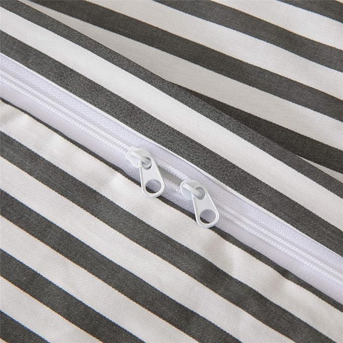 JELLYMONI 100% Natural Cotton 3pcs Striped Duvet Cover Sets, - Image 4
