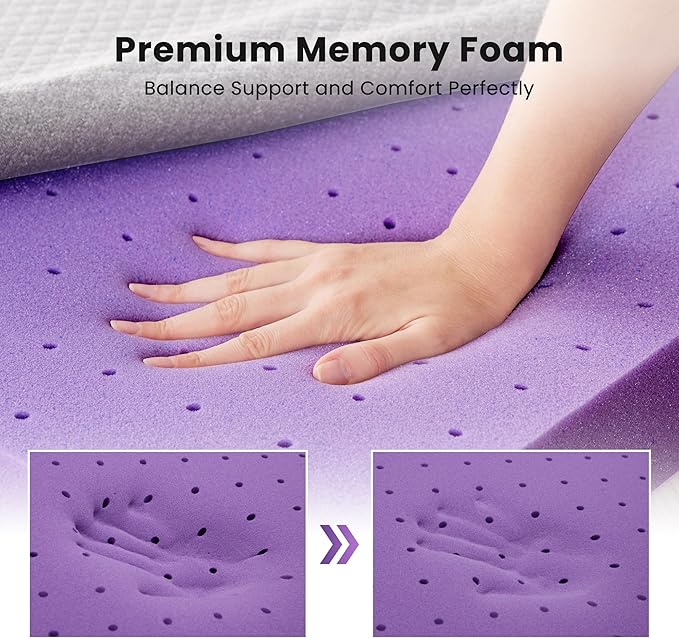 SINWEEK 2 Inch Gel Memory Foam Mattress Topper Twin Size, Ventilated High - Image 5