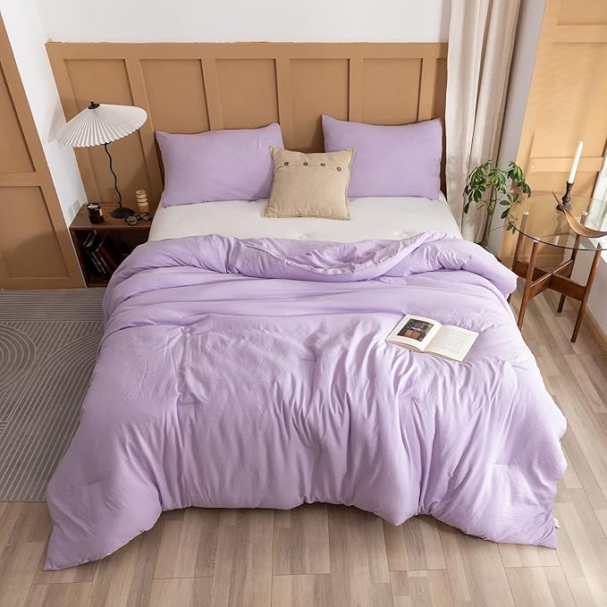 ROSGONIA King Size Comforter Set Lavender, Soft Bedding Lightweight Bedspread - Image 5