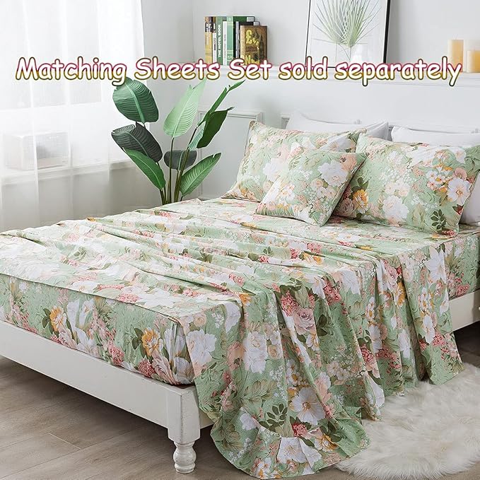 FADFAY Girls Floral Duvet Cover Set Twin 100% Cotton Bedding 600 TC Mint Green - Image 5