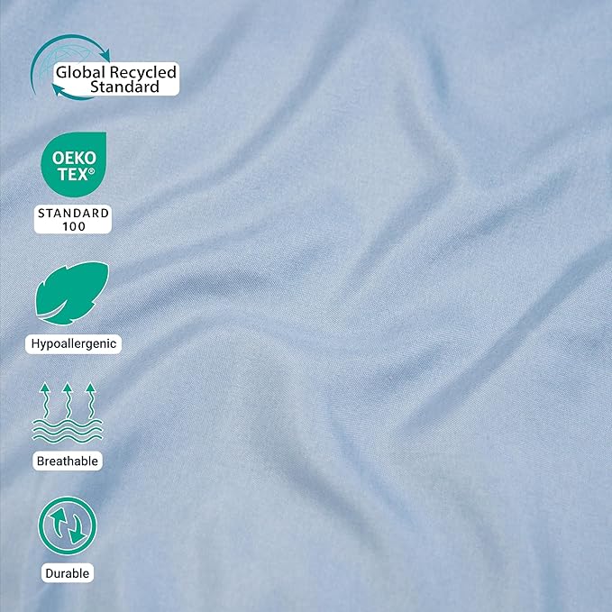 ZPECC Full Flat Sheet Only 6 Pack, Durable Light Blue Top Bed Sheets - Image 4