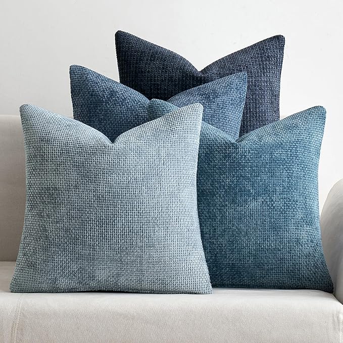 MIULEE Pack of 4 Couch Throw Pillow Covers 20x20 Inch Neutral Blue Soft by MIULEE