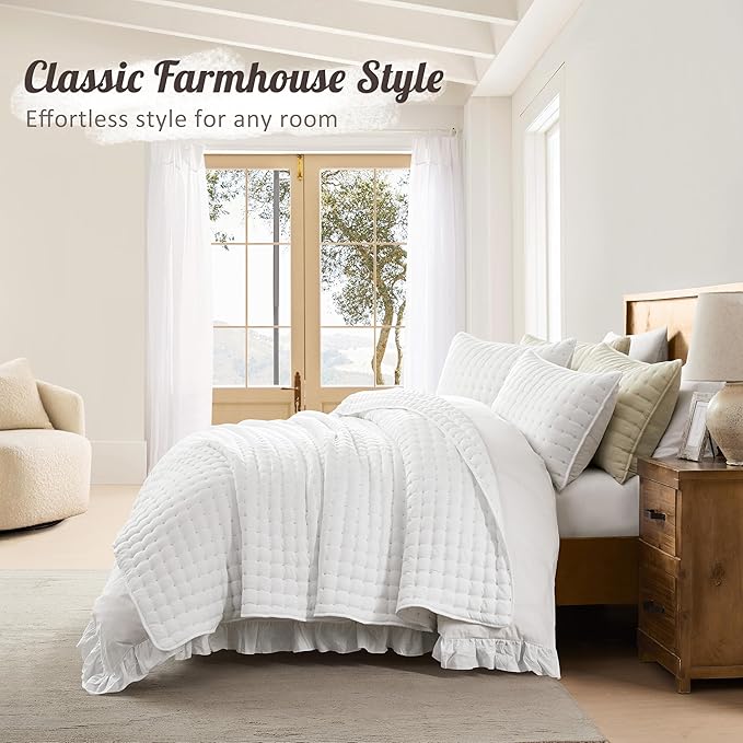 WDCOZY White Queen Size Quilt Bedding Sets - Image 7