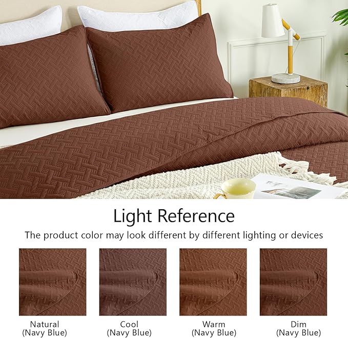 FLYMME King/Cal King Size Quilt Bedding Set, Modern Geometric Weave Stripe - Image 5