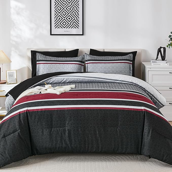 WONGS BEDDING 7 Pieces Comforter Set King Size - Image 2