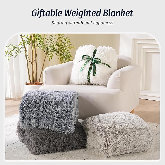 Wemore Shaggy Long Fur Faux Fur Weighted Blanket, Cozy and Plush Sherpa Long - Image 5