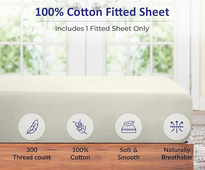 ROYALE LINENS 300 Thread Count 100% Long Staple Combed Cotton Fitted Sheet Twin - Image 4
