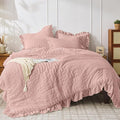 JOLLYVOGUE Full Size Comforter, 3 Pieces Rose Gold Seersucker Lightweight Full by JOLLYVOGUE