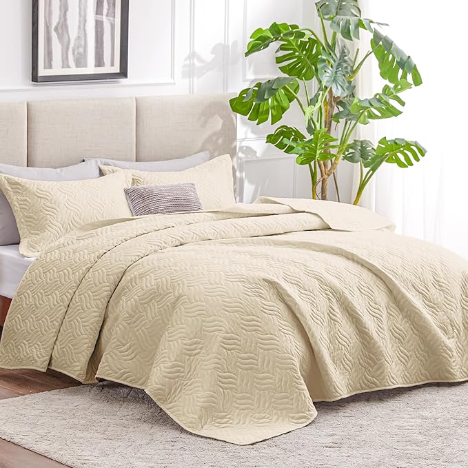 Love's cabin King Size Quilt Bedding Set Camel Bedspreads - Image 2