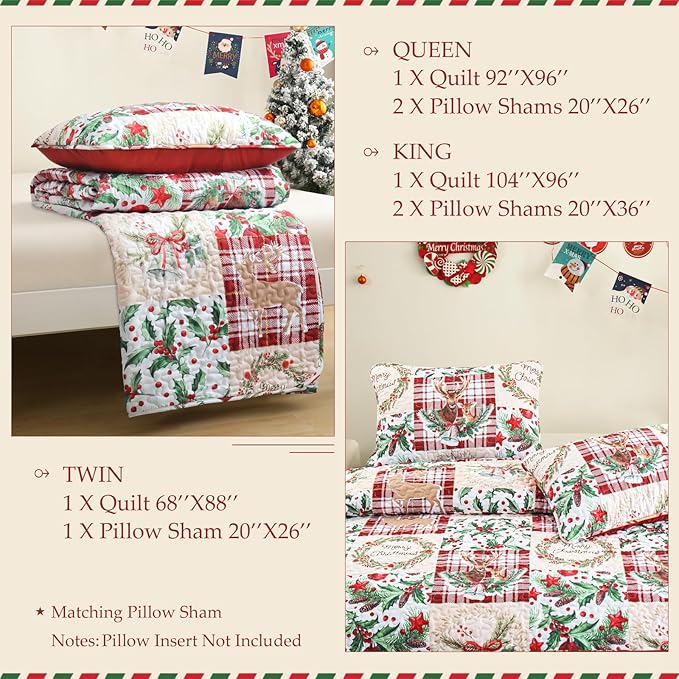 Exclusivo Mezcla Reversible Christmas Quilts Queen Size - Image 6