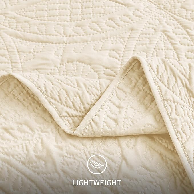 Love's cabin King Size Quilt Bedding Set Beige Bedspreads - Image 6
