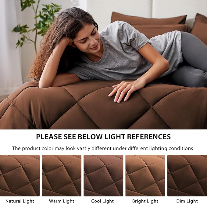 Love's cabin Full Comforter Set Brown, 7 Pieces Full Bed in a Bag, All Season - Image 5