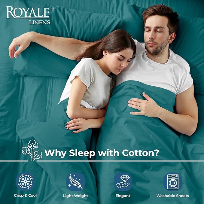 Royale Linens 100% Organic Cotton Queen Flat Sheet Only - Image 3
