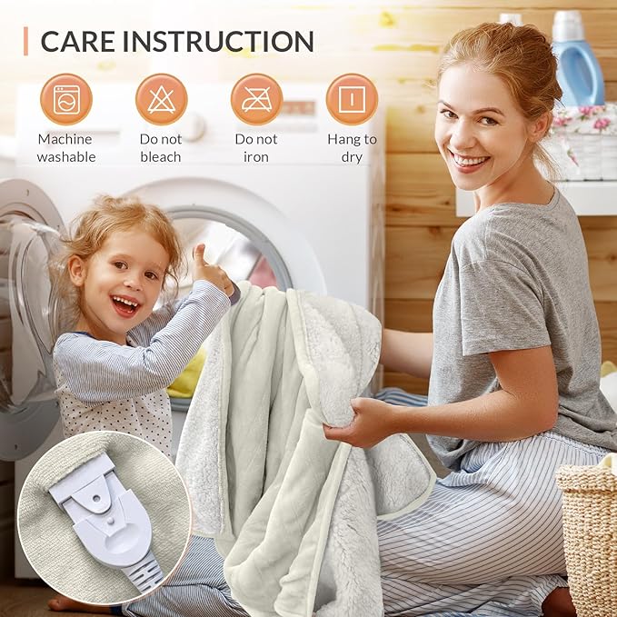 HOMLYNS LuxeHeat Heated Blanket Electric Blanket Queen Size, Soft Flannel - Image 9