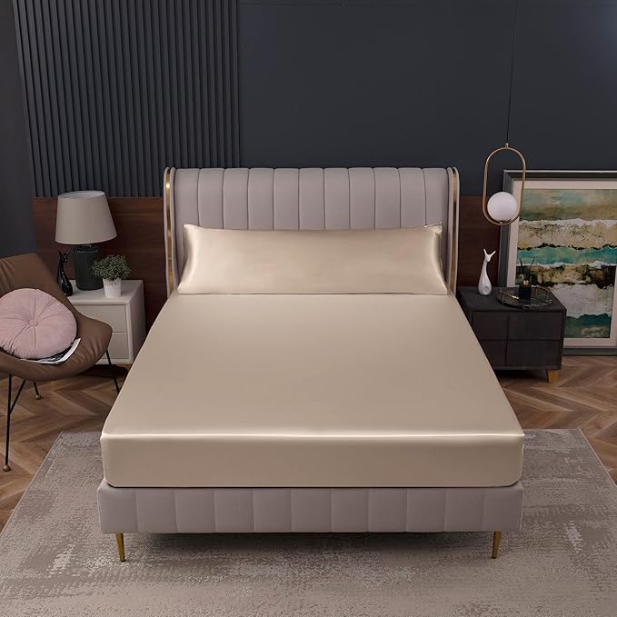 Homiest Taupe Satin Fitted Sheet - Image 8