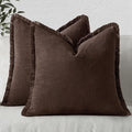 MIULEE Decorative Throw Pillow Covers Neutral Linen Fringe Throw Pillows Set of by MIULEE